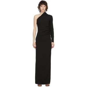 Supriya Lele Black Wool One Shoulder Ruched Dress
